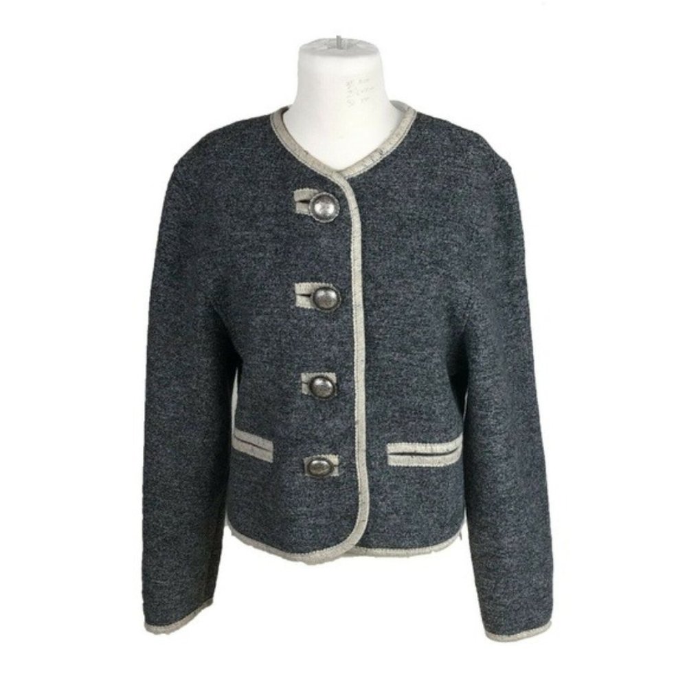 Merit Gray Boiled Wool Jacket Cardigan Nordic Alpine EU 38, US Small/Medium